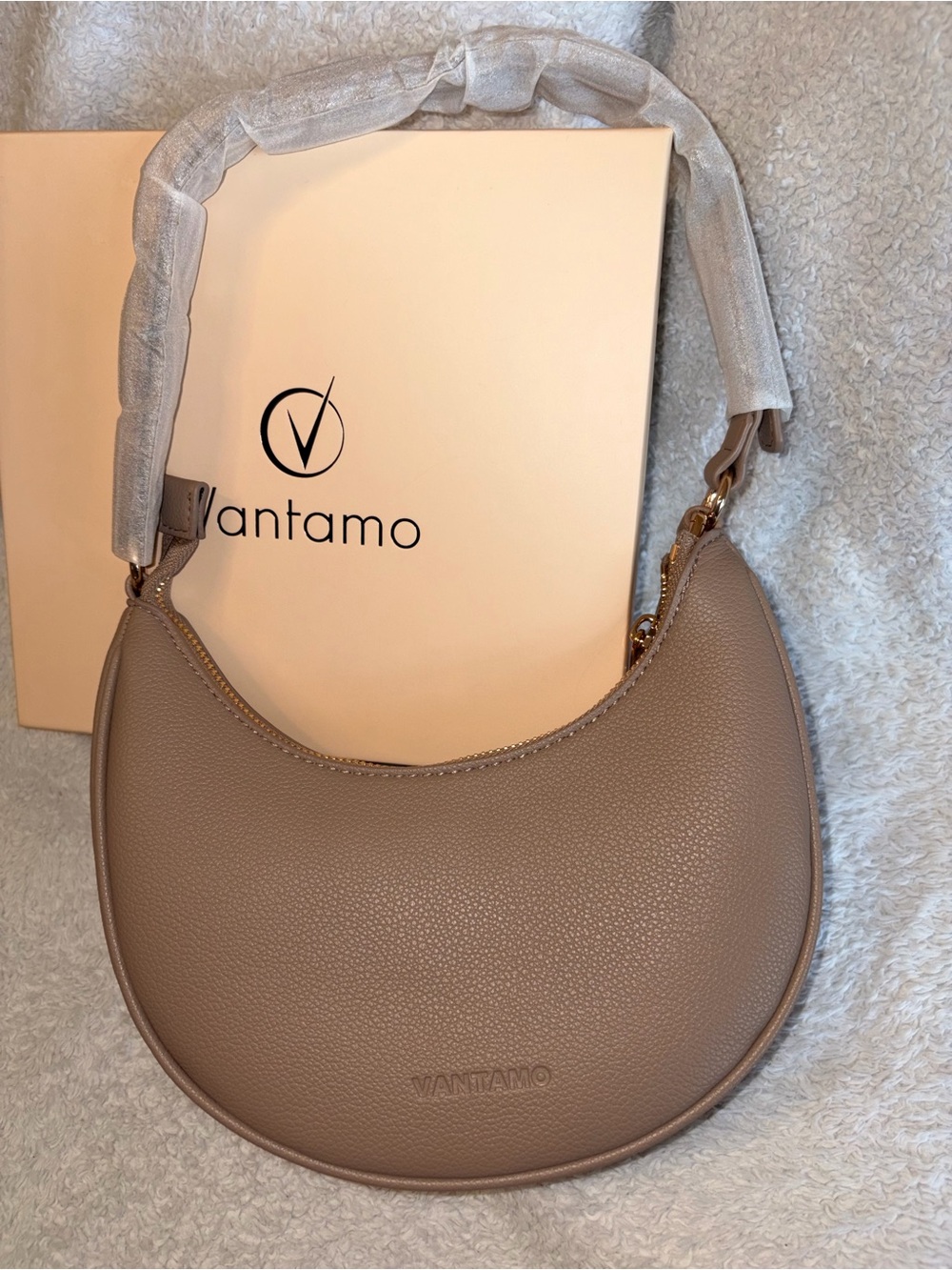 Vantamo Taupe Crescent Shoulder Bag NWT